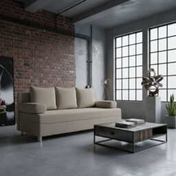 Dover Sofa Bed With Fold Out Sleeping Function Storage Upholstered Modern Design Includes Cushions Cream - thumbnail 1