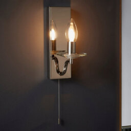 Polished Nickel Bathroom Wall Light & Clear Crystal Detailing Decorative Sconce - thumbnail 3