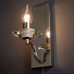 Polished Nickel Bathroom Wall Light & Clear Crystal Detailing Decorative Sconce - thumbnail 5