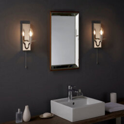Polished Nickel Bathroom Wall Light & Clear Crystal Detailing Decorative Sconce - thumbnail 4
