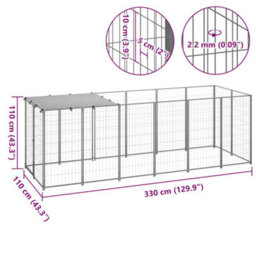 Berkfield Durable Dog Kennel Silver 330X110X110 Cm Steel - thumbnail 6