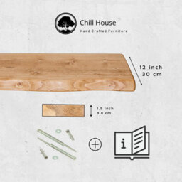 Chill House Ltd Chill House Rustic Live Edge Floating Shelf 12X1.5 Inch, Dark Oak, 50Cm - thumbnail 4