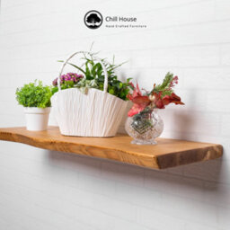 Chill House Ltd Chill House Rustic Live Edge Floating Shelf 12X1.5 Inch, Dark Oak, 50Cm - thumbnail 3