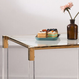 Vidrio Glass Side Table With Gold And Acrylic Frame - thumbnail 3