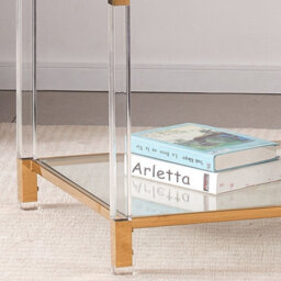 Vidrio Glass Side Table With Gold And Acrylic Frame - thumbnail 2