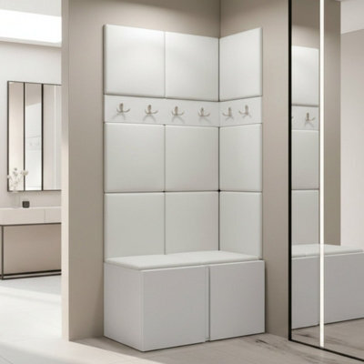 Anteroom Set Orion I White Shoe Cabinet Hangers Eco Leather White Panels - image 1