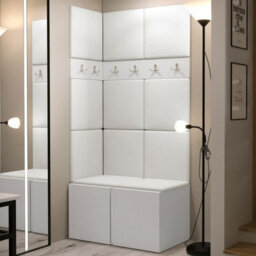 Anteroom Set Orion I White Shoe Cabinet Hangers Eco Leather White Panels - thumbnail 2