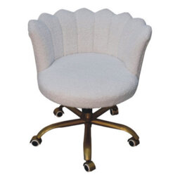 Artisan Furniture Solid Wood White Boucle Swivel Chair - thumbnail 5