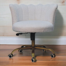 Artisan Furniture Solid Wood White Boucle Swivel Chair - thumbnail 1