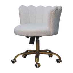 Artisan Furniture Solid Wood White Boucle Swivel Chair - thumbnail 3