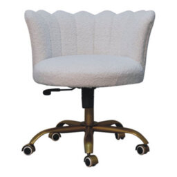 Artisan Furniture Solid Wood White Boucle Swivel Chair - thumbnail 2