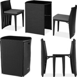Tectake Garden Table & Chairs Hamburg - 2 Chairs, 1 Dining Table, Bistro Set - Black
