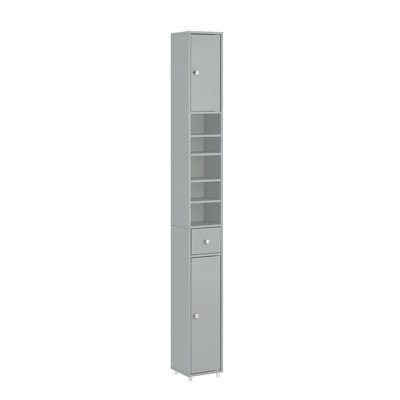 Sobuy Bathroom Tall Cabinet With 1 Drawer 2 Doors And 4 Adjustable Shelves 7.9X7.9X70.9 Inch Bzr34-Hg - Light Gray - image 1