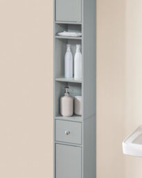 Sobuy Bathroom Tall Cabinet With 1 Drawer 2 Doors And 4 Adjustable Shelves 7.9X7.9X70.9 Inch Bzr34-Hg - Light Gray - thumbnail 9