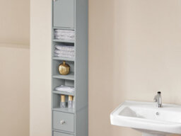 Sobuy Bathroom Tall Cabinet With 1 Drawer 2 Doors And 4 Adjustable Shelves 7.9X7.9X70.9 Inch Bzr34-Hg - Light Gray - thumbnail 8