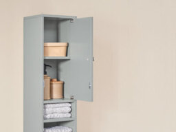 Sobuy Bathroom Tall Cabinet With 1 Drawer 2 Doors And 4 Adjustable Shelves 7.9X7.9X70.9 Inch Bzr34-Hg - Light Gray - thumbnail 4