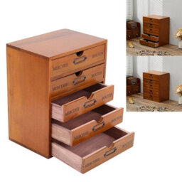 Chest Of 5 Drawers Wooden Organiser Home Office Storage Cabinet Brown - thumbnail 5