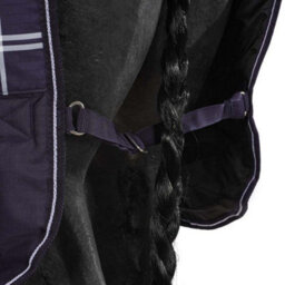 "Saxon Defiant Standard-Neck Plaid Midweight Horse Turnout Rug Navy/white (5 9"")" - thumbnail 4