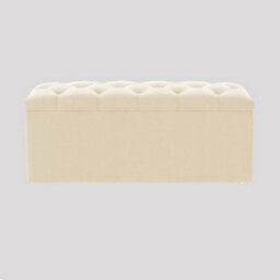 90Cm Luna Ottoman Storage Box - Cream Velvet Upholstered Chesterfield Storage Ottoman Box
