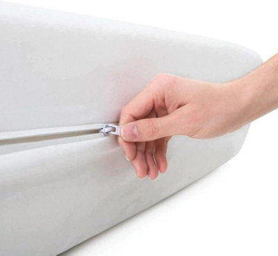 Fully Encased Knitted Jersey Waterproof Mattress Protector - Anti-Allergenic Zipped Bed Topper Cover - Super King, 180 X 200Cm