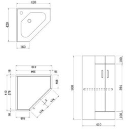 Affine Bathroom Double Door Corner Vanity Unit Basin 1 Tap Hole Freestanding 585mm Oak - thumbnail 6