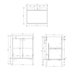 Royal Bathrooms Verona 600mm Gloss White Floor Standing Vanity Unit 2 Door With Stone Basin & Brushed Brass Knob - thumbnail 8