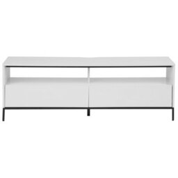Beliani Tv Stand White With Led For Up To 70-Inch Tvs, Two Drawers And Cabinets - thumbnail 1