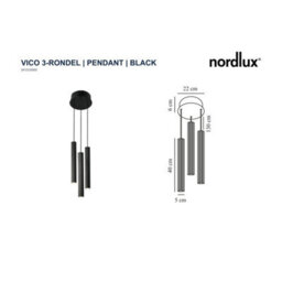 Nordlux Vico Metal Pendant Light Ribbed  Black,mains - thumbnail 5