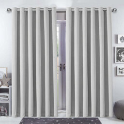 Bedlooms Light Grey Blackout Curtains Living Room Bedroom Thermal Insulated Curtain (Pair) 90 X 90 Inches With Tie Backs Two - thumbnail 1