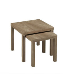 Urbn-Living Urbnliving Set Of 2 Square Wooden Nesting Stacking Coffee Side Tables Living Room Furniture, Oak