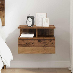Berkfield Classic Floating Nightstand Old Wood 40X31X27 Cm Engineered Wood - thumbnail 4