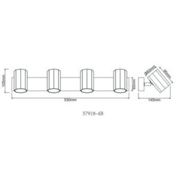 Luminosa Lighting Luminosa James Ceiling Spotlight Bar Matt Black 4X Gu10 - thumbnail 7