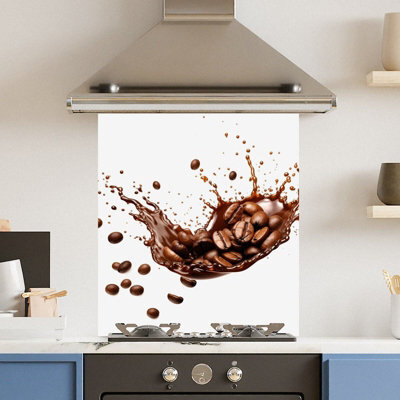 Choose Your Print Premium 59.5 X 74.5Cm White Coffee  6mm Glass Toughened Kitchen Splashback - image 1