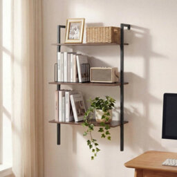 Industrial Wall Mounted Shelves Wooden Floating Shelving Unit 3-Tier - thumbnail 3
