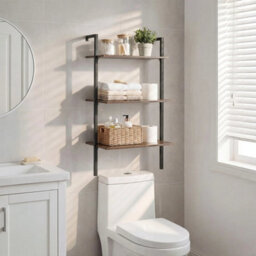 Industrial Wall Mounted Shelves Wooden Floating Shelving Unit 3-Tier - thumbnail 6