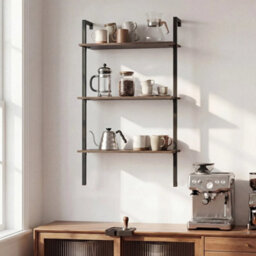 Industrial Wall Mounted Shelves Wooden Floating Shelving Unit 3-Tier - thumbnail 5