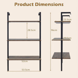 Industrial Wall Mounted Shelves Wooden Floating Shelving Unit 3-Tier - thumbnail 2