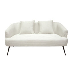 Living And Home Modern White Corduroy 2-Seater Sofa With 2 Scatter Cushions - thumbnail 3