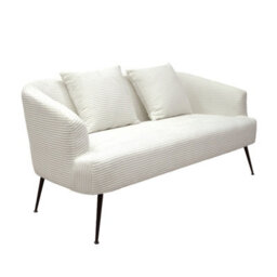 Living And Home Modern White Corduroy 2-Seater Sofa With 2 Scatter Cushions - thumbnail 2