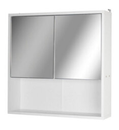 Urbn-Living Urbnliving Height 60Cm Wooden Wall White Bathroom Storage Cabinet With Mirror And 2 Half Doors - thumbnail 2