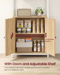Vasagle 6-Tier Bookcase, Tall Bookshelf With Door, Metal Frame, Adjustable Shelves, 24 X 60 X 159.5 Cm, Golden Oak And Matte White - thumbnail 5