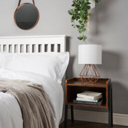 Valuelights Angus Pair Of Angus Copper Metal Basket Cage Table Lamps With White Fabric Shades - thumbnail 5