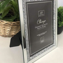 Biznest Glass Photo Frame Jewel Mirror Silver Loose Diamante New Crystal Decor (5 X 7 Inches)