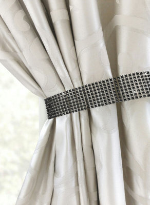Intimates Diamante Strip Curtain Tieback Pair - Black