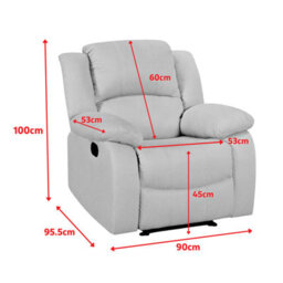 3 Position Manual Grey Recliner Chair For Living Room Varesa - 160 Recline - Room Delivery - thumbnail 8