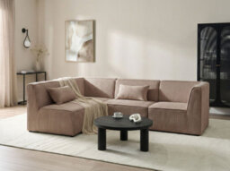 Beliani Modular Corner Sofa 4 Seater Lemvig Corduroy Sand Beige Right Hand - thumbnail 2