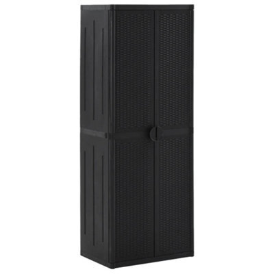 Walplus Garden Storage Cabinet Black 65X45X172 Cm Pp Rattan - image 1