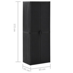 Walplus Garden Storage Cabinet Black 65X45X172 Cm Pp Rattan - thumbnail 7
