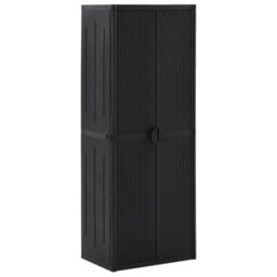 Walplus Garden Storage Cabinet Black 65X45X172 Cm Pp Rattan - thumbnail 1