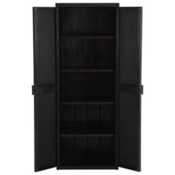 Walplus Garden Storage Cabinet Black 65X45X172 Cm Pp Rattan - thumbnail 4